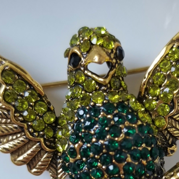 Green Parrot Branch Brooch Pendant Necklace NWT - Picture 8 of 10